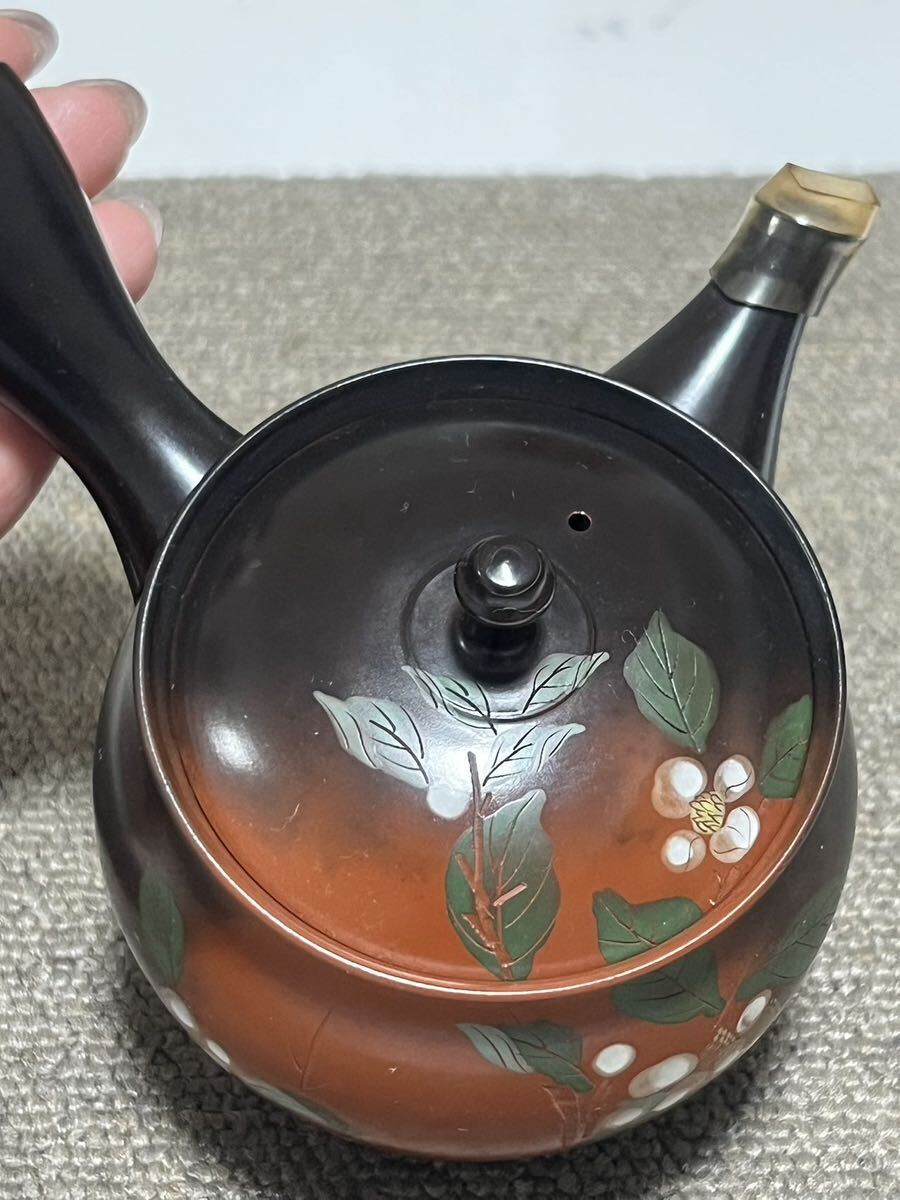 常滑焼 四季彩 玉龍 茶道具 茶器 朱泥急須 横手 手作り煎茶道具 黒泥_画像2