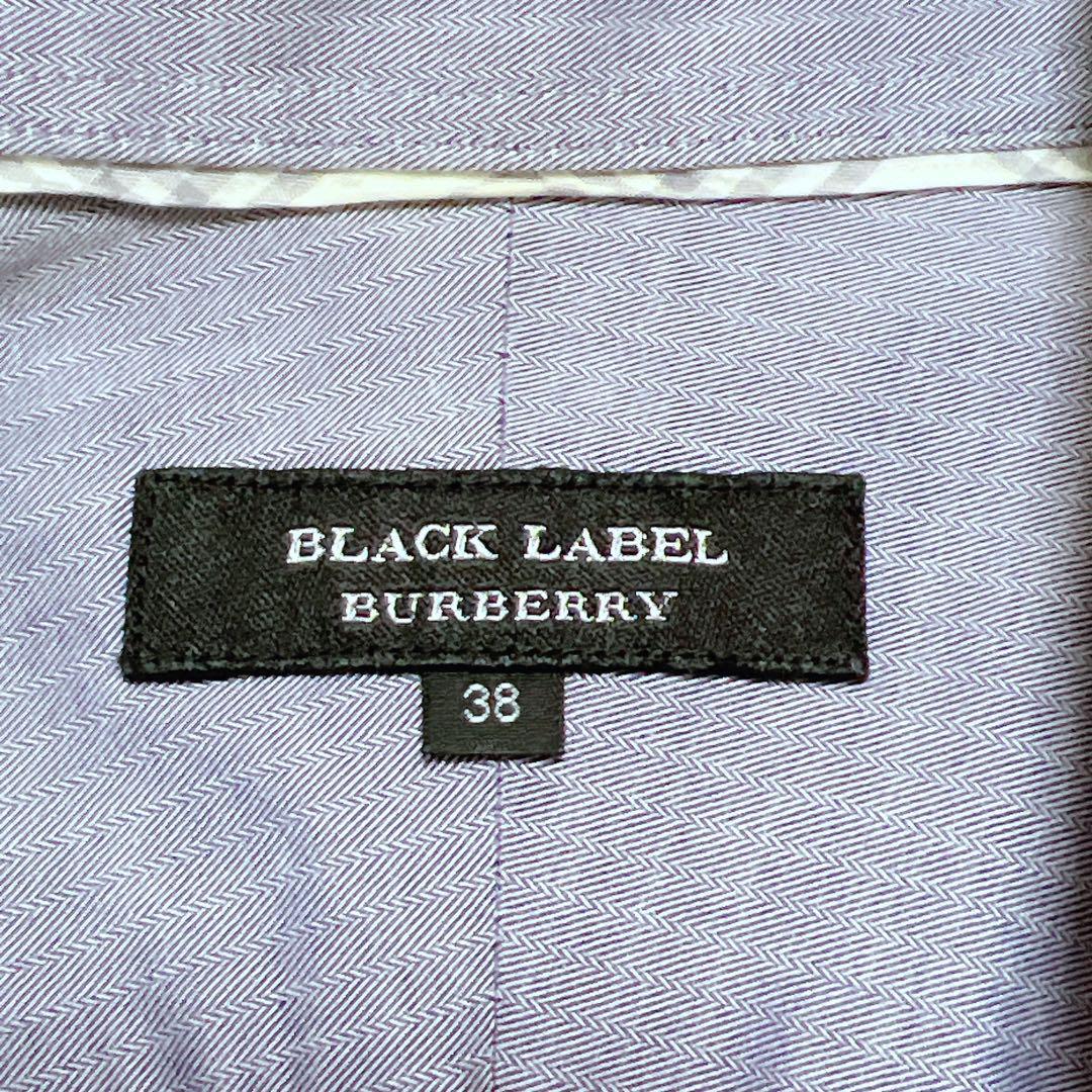 BURBERRY BLACK LABEL バーバリーブラックレーベル シャツ ブラウス ヘリンボーン ブルー グレー 38 レディース_画像2