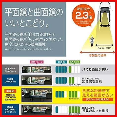 ☆最安☆★天井が高い軽自動車用(240mm)_夜でも見やすい!高反射鏡_ブラック★ タテも大きい 車用 ルームミラー 3000R () 緩曲面鏡_画像4