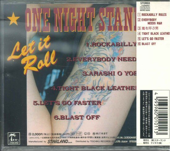 ★和ロカビリー CD「ワンナイトスタンズ ONE NIGHT STANDS LET IT ROLL」1993年の画像2