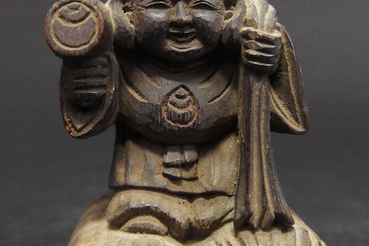 【240402①】江戸時代　古木彫り恵比寿・大黒像　二体　仏教美術_画像4
