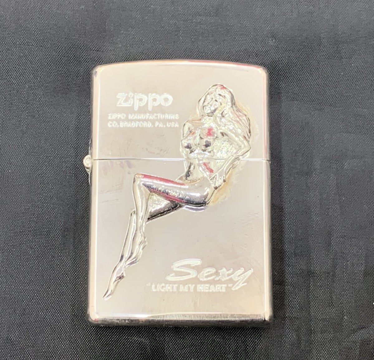 【5AS名03009F】1円スタート★1995年製★ZIPPO★ジッポ★Sexy LIGHT MY HEART★シルバー★喫煙具★オイルライター★ジャンク★火花未確認★の画像6