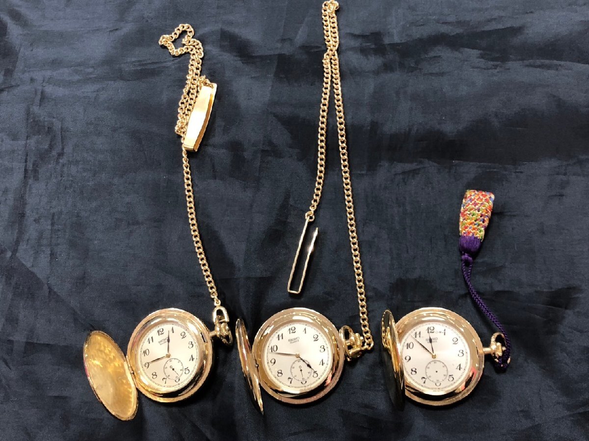 [5ST small 04006D]*1 jpy start * pocket watch * inside . total . large ..*SEIKO* Seiko * quarts * battery type *7 point summarize * retro * collection goods *