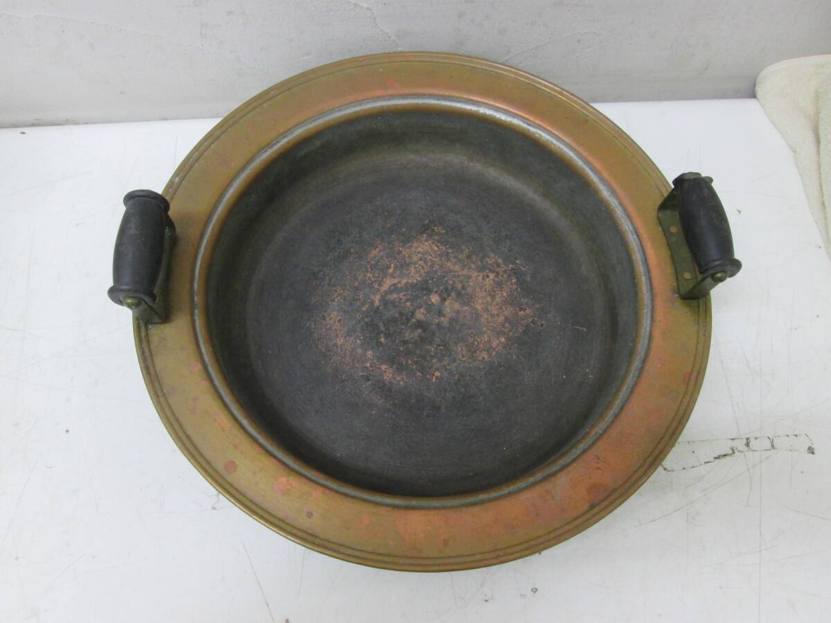 (19)☆銅鍋 両手鍋 すき焼き 天ぷら 約34cm 約0.9kg_画像2