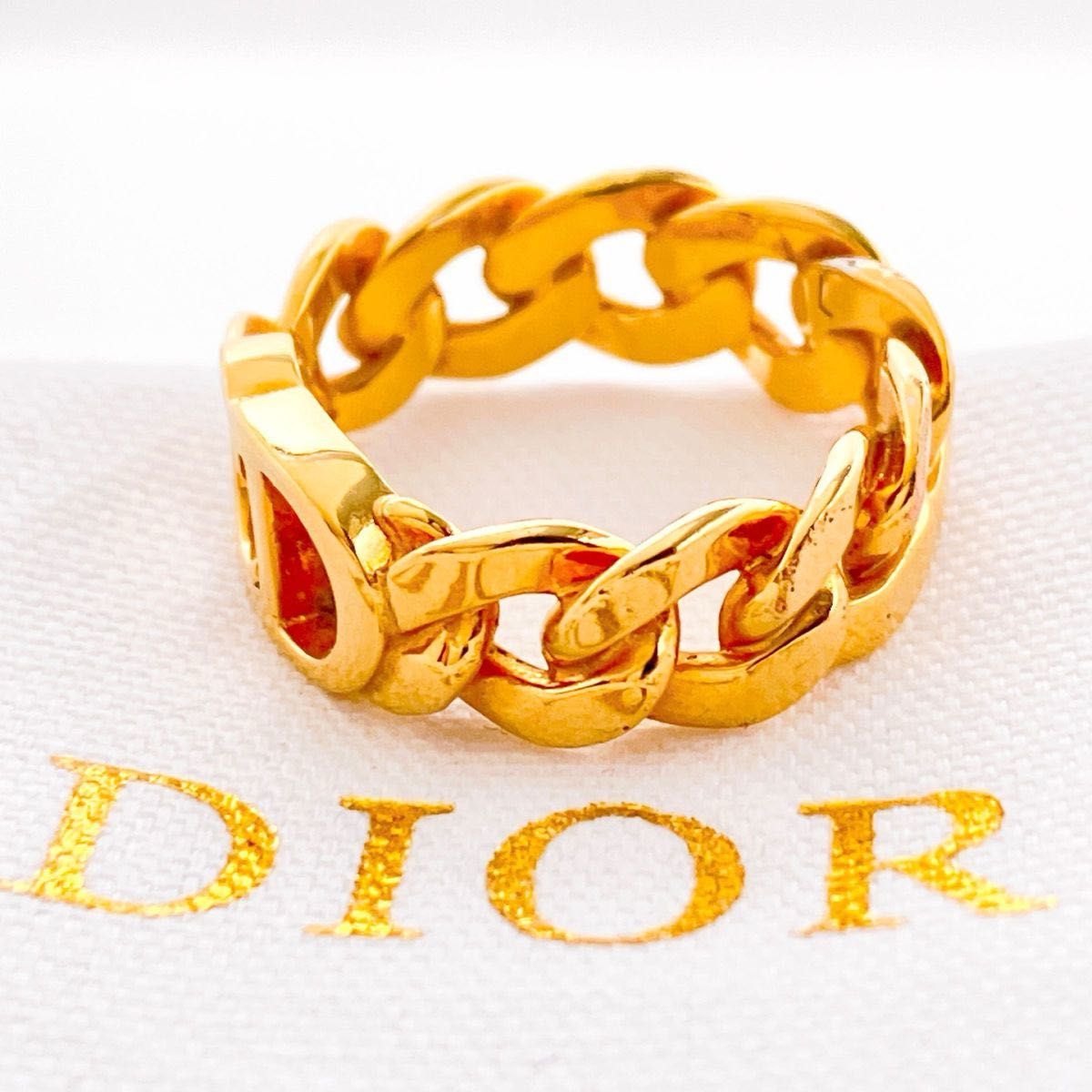 美品】ディオール dior CD リング 指輪 ゴールド レディース 美品】ディオール dior CD リング 指輪 ゴールド レディース