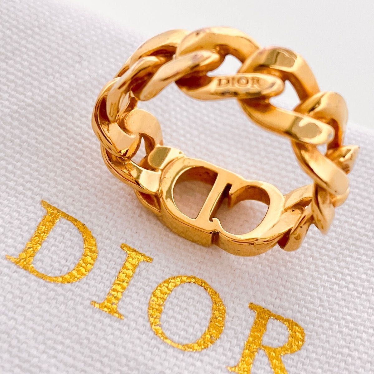 美品】ディオール dior CD リング 指輪 ゴールド レディース 美品】ディオール dior CD リング 指輪 ゴールド レディース