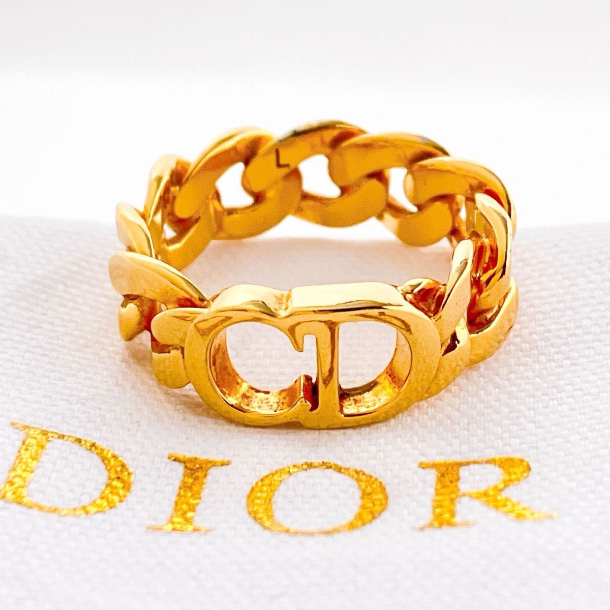 美品】ディオール dior CD リング 指輪 ゴールド レディース 美品】ディオール dior CD リング 指輪 ゴールド レディース