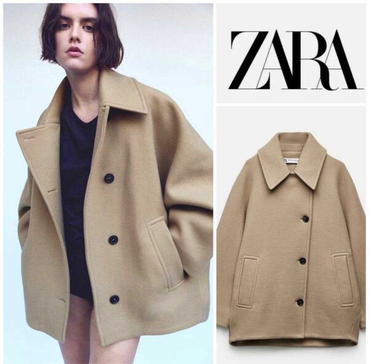 大人気 ZARA ZW COLLECTION ショート ウールブレンド コート XXS 大人気 ZARA ZW COLLECTION ショート ウールブレンド コート XXS