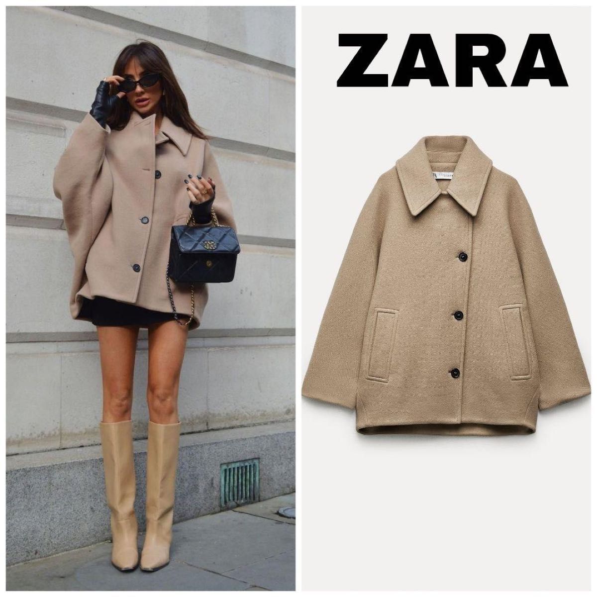 大人気 ZARA ZW COLLECTION ショート ウールブレンド コート XXS 大人気 ZARA ZW COLLECTION ショート ウールブレンド コート XXS