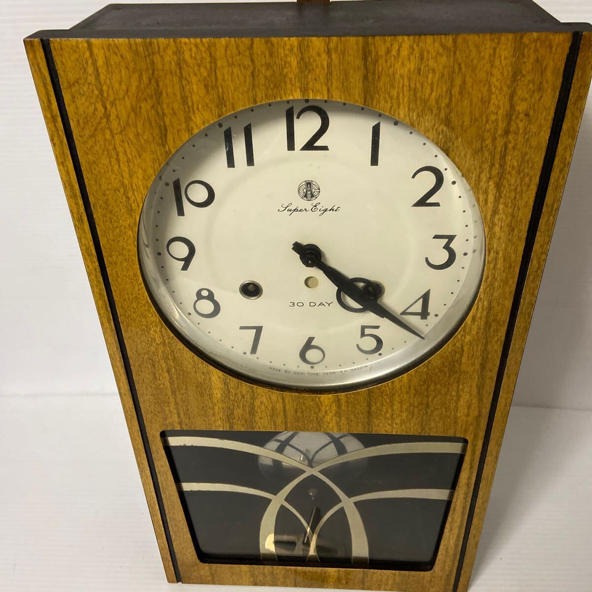愛知時計 振り子時計 アンティーク 昭和レトロ ゼンマイ アイチの時計 古時計 柱時計 ゼンマイ式 掛時計 の画像3