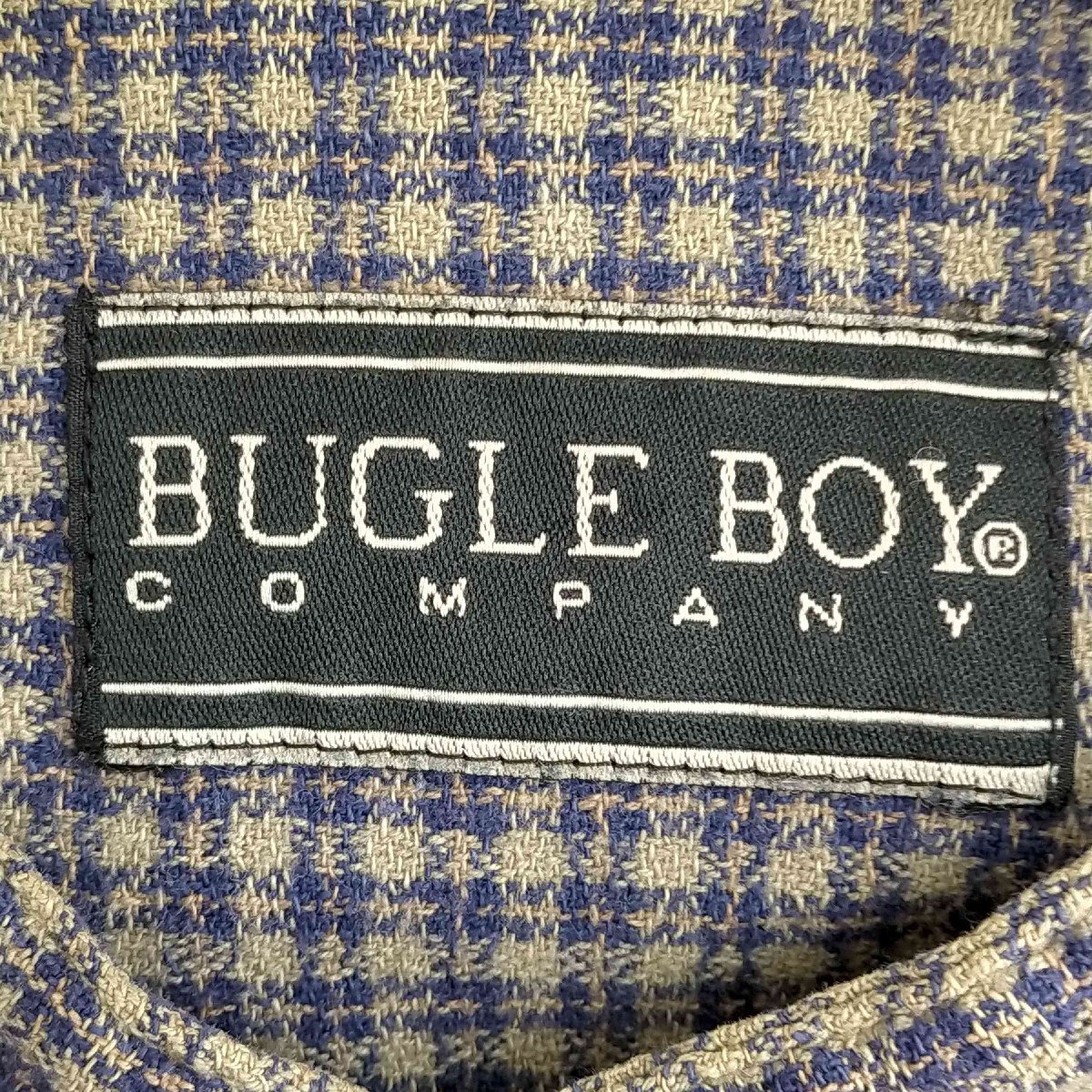 Bugle Boy(ビューグルボーイ) インド製 バンドカラーチェックシャツ メンズ import：XL 中古 古着 0702_画像6