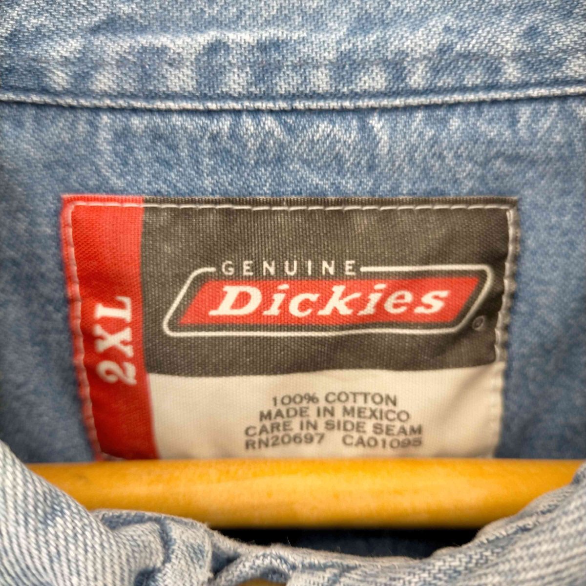 Dickies(ディッキーズ) パッチロゴ 長袖 ボタンダウン デニムワークシャツ メンズ 2XL 中古 古着 0628_画像6