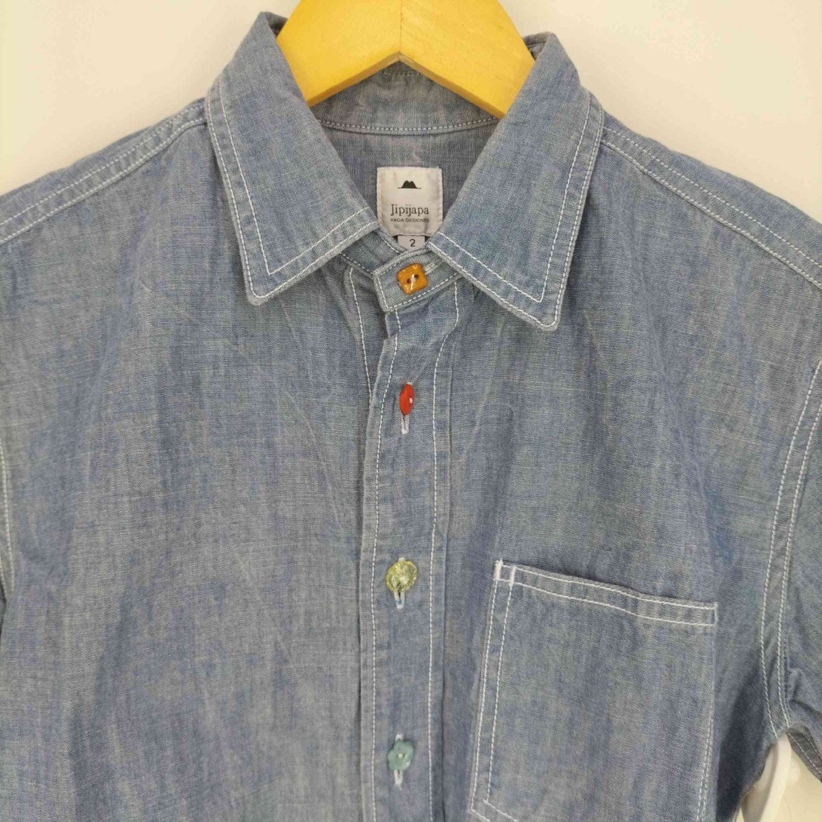 Jipijapa(ヒピハパ) デザインボタン ポケットシャツ メンズ JPN：2 中古 古着 0248_画像3