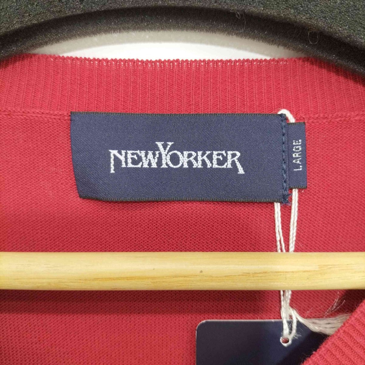 NEWYORKER(ニューヨーカー) Vネックコットンニット メンズ import：L 中古 古着 0702_画像6