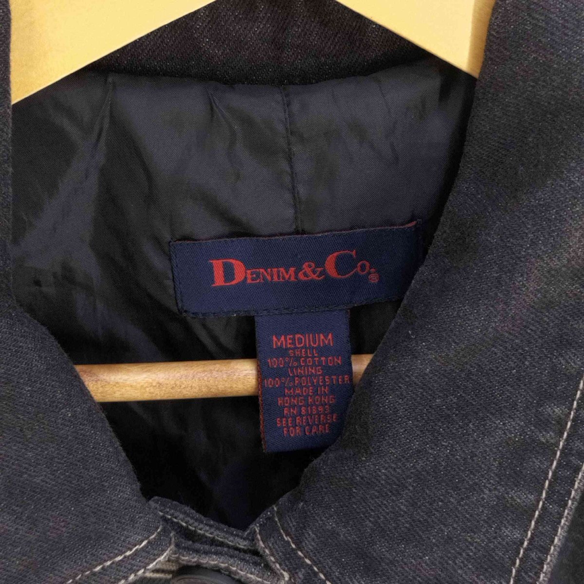 Denim&Co(デニムアンドコー) ブラックデニムコート メンズ import：M 中古 古着 0547_画像6