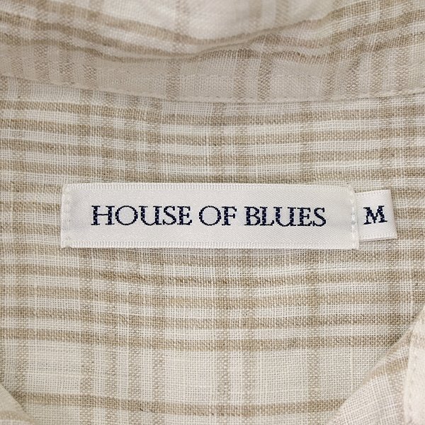 新品 ハウスオブブルース ヴィンテージ チェック リネン シャツ M 白 ベージュ 【I41567】 春夏 メンズ HOUSE OF BLUES 長袖 麻 サマーの画像10