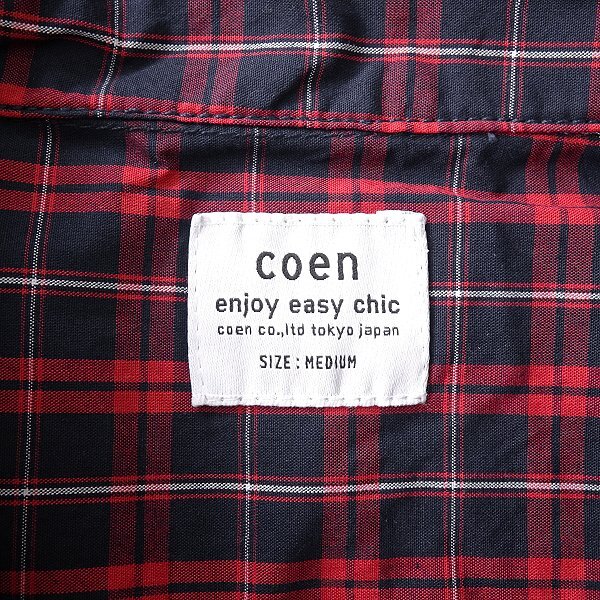 新品 UNITED ARROWS コーエン COASTWIDE ピンオックス チェック シャツ M 赤紺 【I59093】 coen コーストワイド 別注 メンズ ワークの画像8