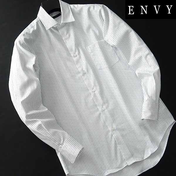 新品 山喜 エンビオム ファインクロス ストレッチ ドレス シャツ L 白黒青 【HJD559_74】 ENVY HOMME メンズ 長袖 吸水速乾 イージーケアの画像2