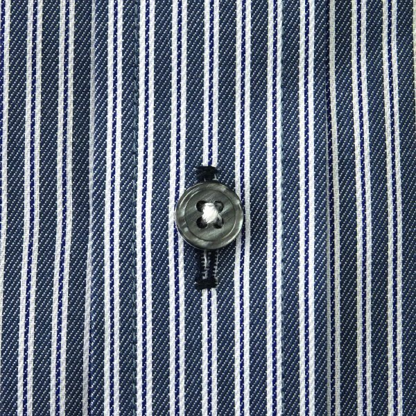 新品 レノマ ストライプ ボタンダウン 半袖 ドレスシャツ 39(M) 紺白 【YEN806_455】 U.P renoma 春夏 サマー メンズ クールビズ 形態安定の画像7