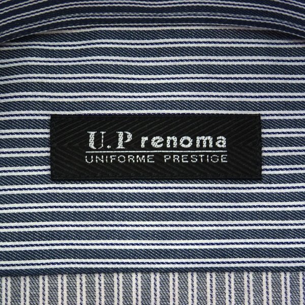 新品 レノマ ストライプ ボタンダウン 半袖 ドレスシャツ 39(M) 紺白 【YEN806_455】 U.P renoma 春夏 サマー メンズ クールビズ 形態安定の画像10