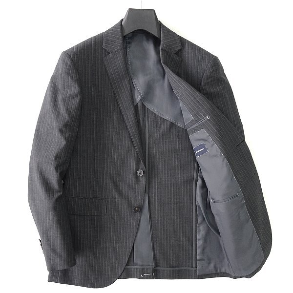 新品 スーツカンパニー ACTIVA ストレッチ ウール スーツ YA6(細身L) 灰 【J51948】 175-8D THE SUIT COMPANY セットアップ ストライプの画像2