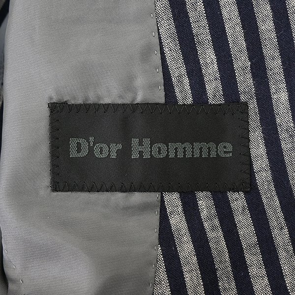 new goods doll Homme . sudden men's spring summer linen cotton stripe suit A5(M) navy blue white [J50911] men's D\'or Homme single summer flax cotton 