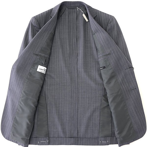 新品 スーツカンパニー 春夏 EXTRA LIGHT ウール 2パンツ スーツ A4(S) 灰 【J49022】 165-6D セットアップ ストライプ サマー メンズの画像2