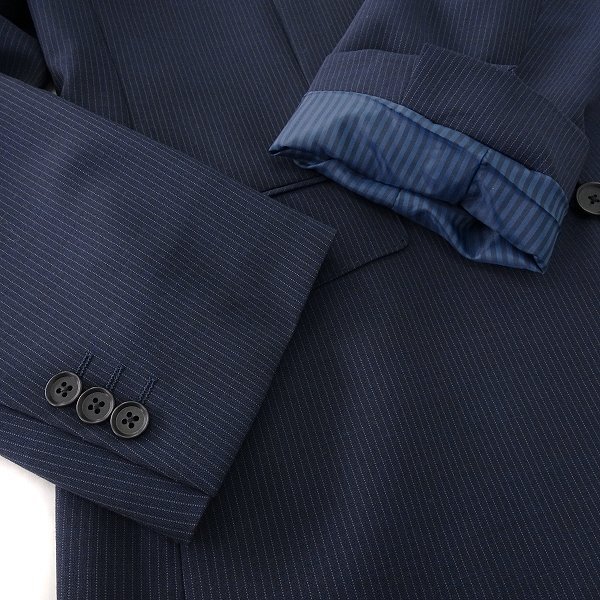 新品 パッゾコレクション 春夏 ウール ストライプ 2パンツ スーツ A10 (5L) 紺 【J53578】 メンズ ウォッシャブル トロピカル ノータックの画像5