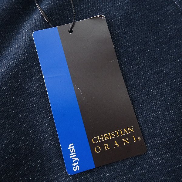 新品 クリスチャンオラーニ デニムライク ストレッチ スラックス 88(XL以上) 紺 【P20418】 CHRISTIAN ORANI メンズ 折り目加工 洗濯可の画像8