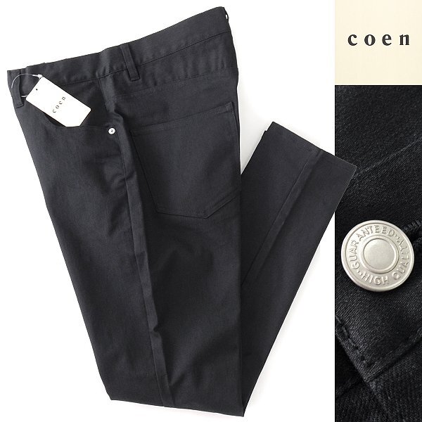 新品 UNITED ARROWS コーエン ストレッチ ツイル テーパード スリム パンツ L 黒 【P21279】 coen メンズ オールシーズン チノパン_画像1