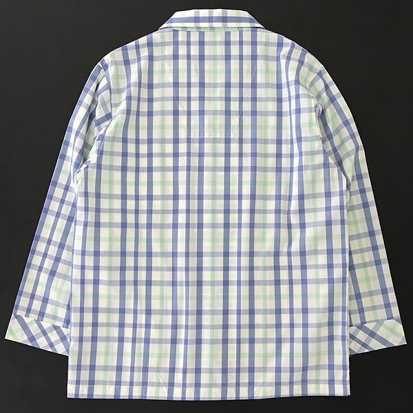  new goods Dux made in Japan spring summer cotton check pattern setup pyjamas M blue green white [J47330] men's DAKS LONDON shirt pants 