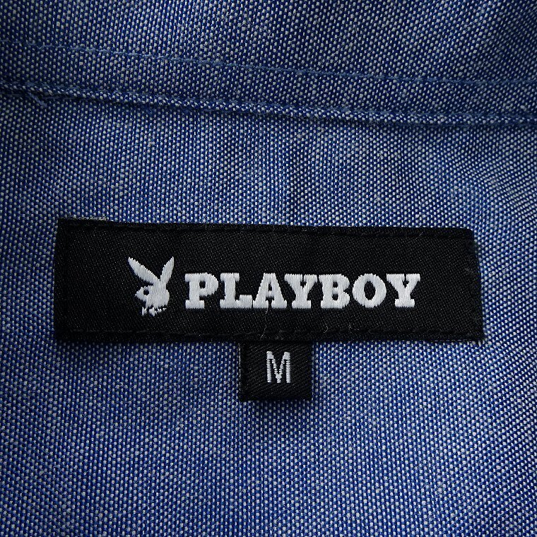 新品 プレイボーイ 24年春夏 オックスフォード シャツ L 青 【1023_78】 PLAYBOY メンズ 長袖 ボタンダウン コットン オックス バニー_画像10