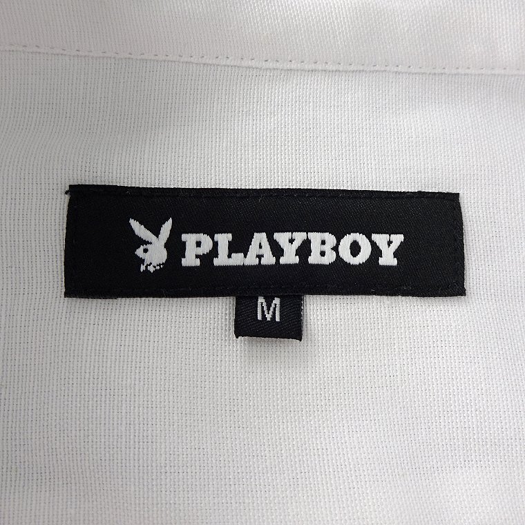 新品 プレイボーイ 24年春夏 バンドカラー シャツ L 白 【1024_07】 PLAYBOY メンズ 長袖 コットン オックス バニー スタンドカラー_画像10