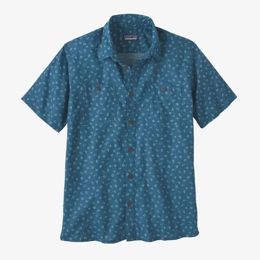 ★新品★　patagonia パタゴニア バック ステップ シャツ Hexes: Wavy Blue Sサイズ