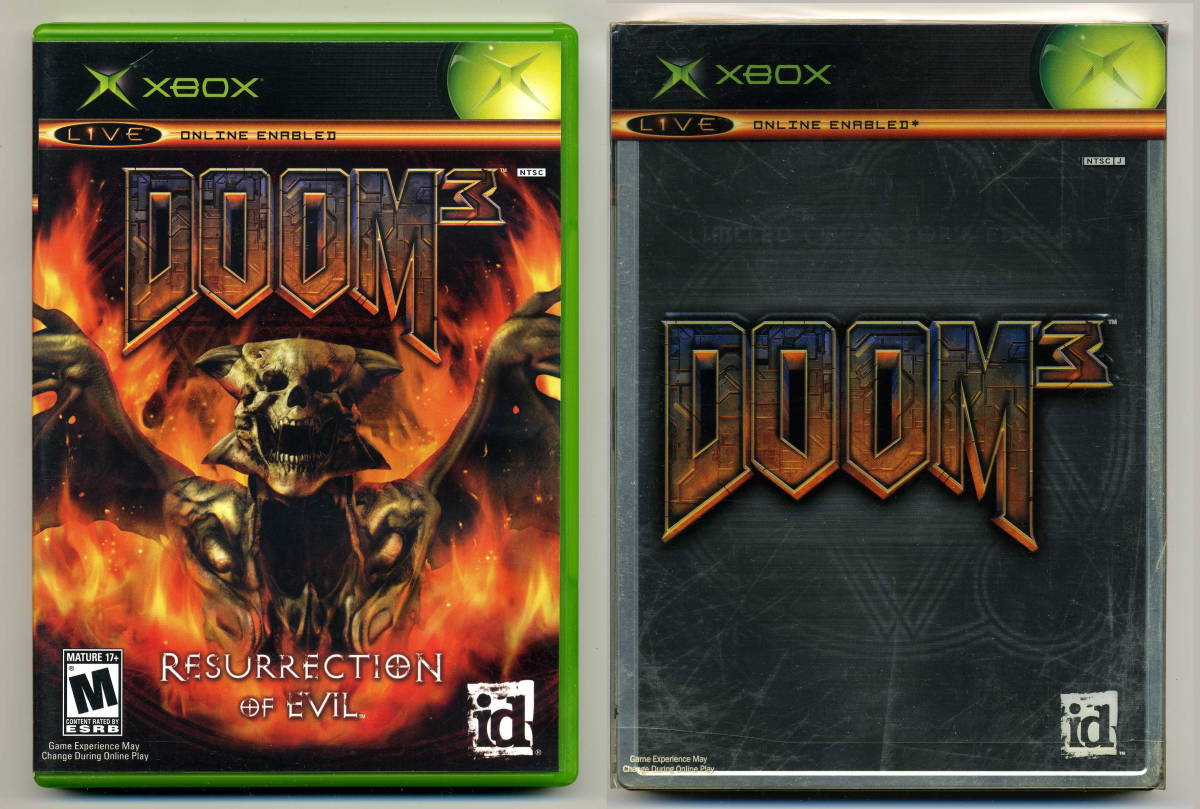 中古 北米版 2本Set 日本版本体で起動 DOOM3 LCE + DOOM3 Resurrection Of Evil ドーム3シリーズ完全セット