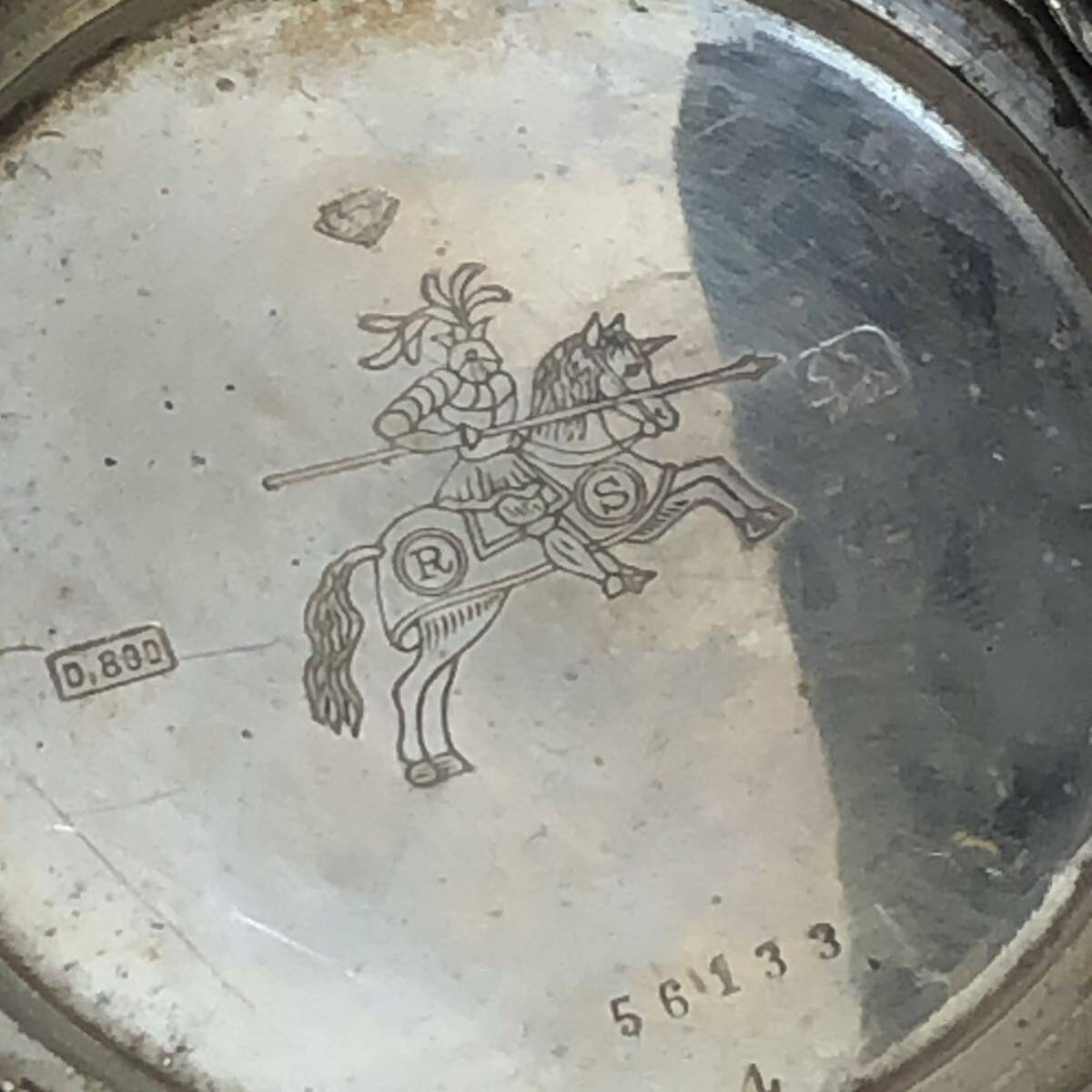 R.シュミット製 ヘロブ商会 商館時計 懐中時計 銀製 銀片蓋側 アンティーク 機械式 手巻き ジャンクの画像4