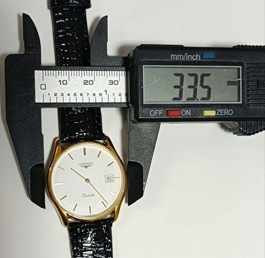 稼働品 ロンジン メンズ腕時計 白色文字盤 二針 デイト付き の画像9