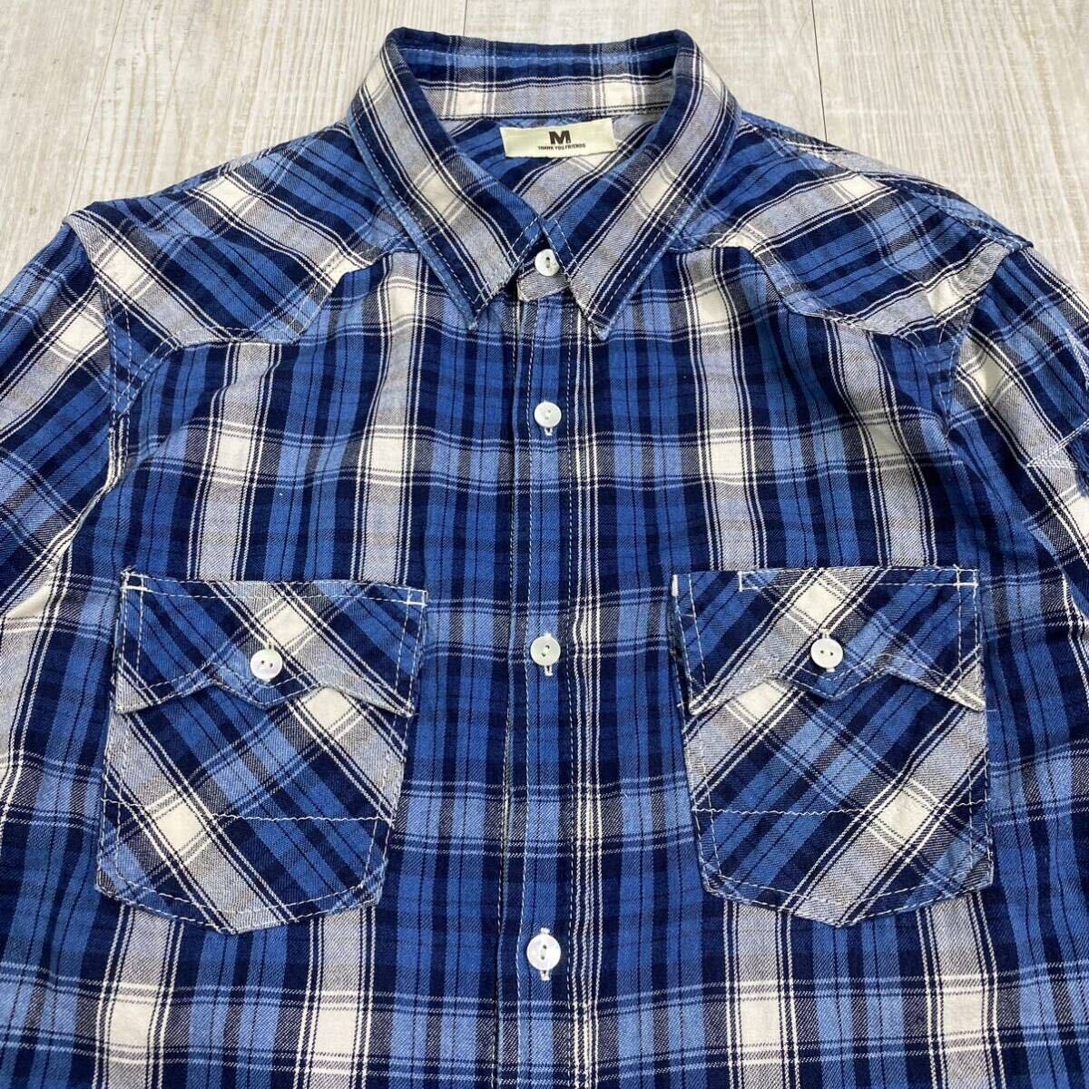 M エム CHECK WESTERN SHIRT チェック ウエスタン シャツ 長袖 シャツ 切りっぱなし スター ステッチ L/S SHIRT MADE IN JAPAN サイズ L_画像3