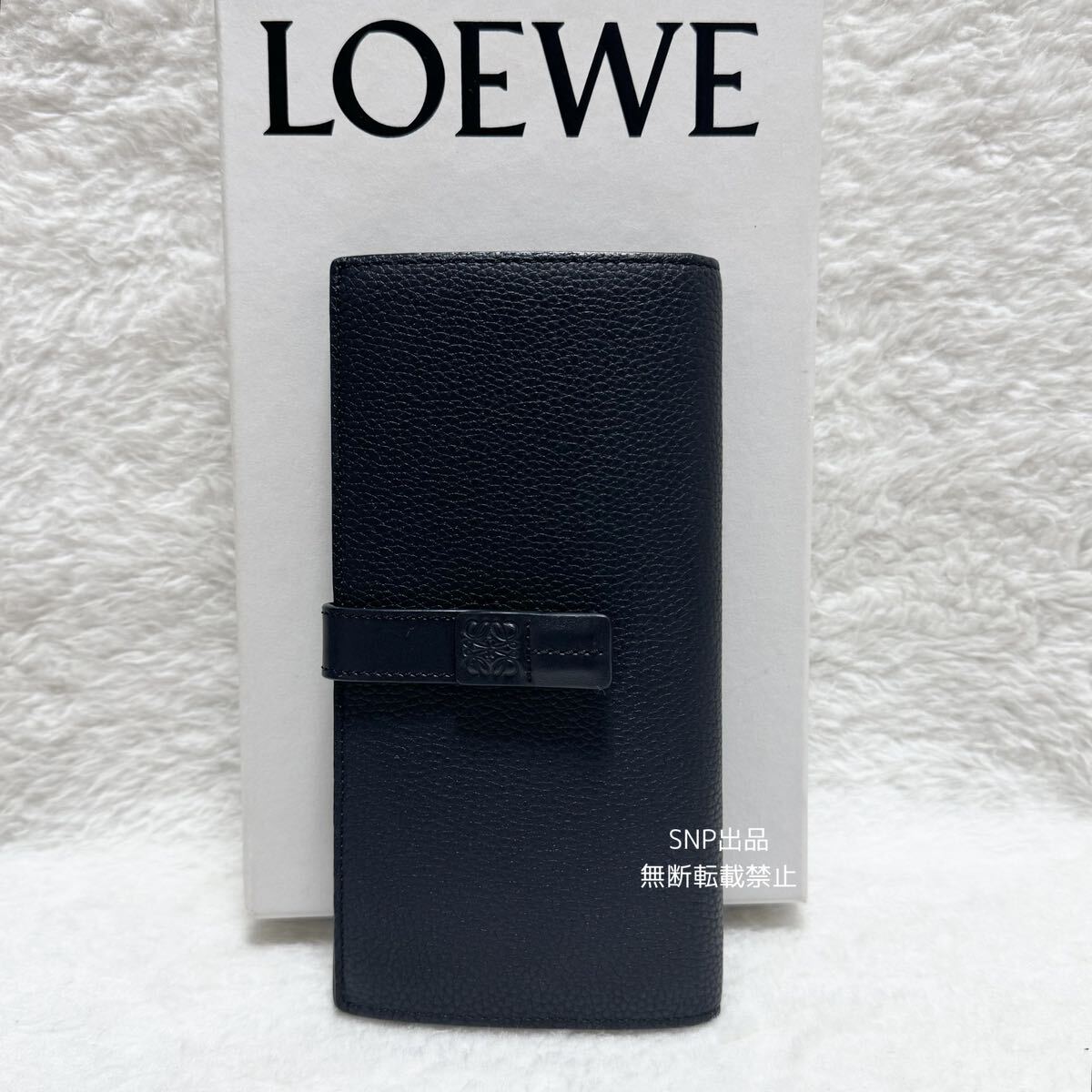 LOEWE ロエベ 美品 良品 LARGE VERTICAL WALLET ラージ バーティカルウォレット 長財布 アナグラム ストラップ レザー ブラック 黒_画像1