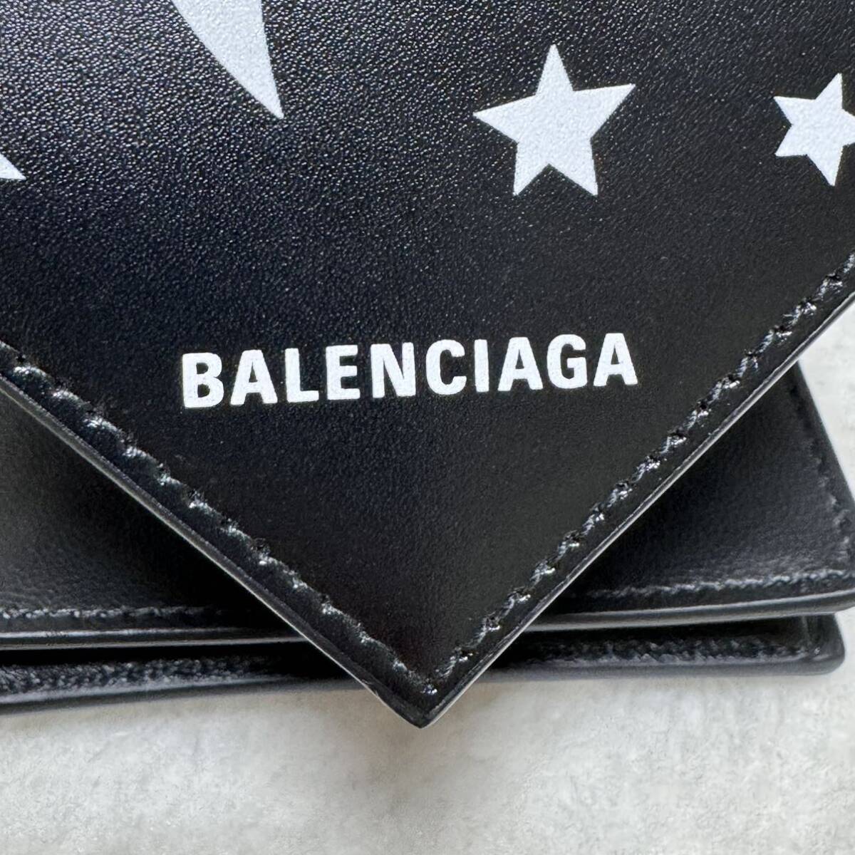 バレンシアガ BALENCIAGA 未使用 新品 三つ折り ペーパー ウォレット コンパクト 財布 Moon&Star ムーン スター 637450 ブラック 黒_画像8