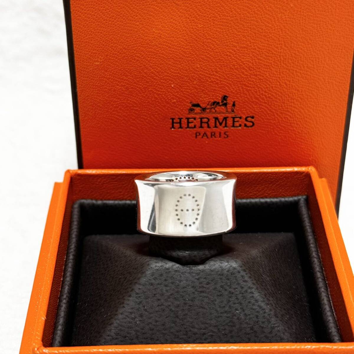エルメス HERMES 良品 エブリン リング エクリプス・リュバン GM 指輪 ロゴ Hロゴ 廃盤 シルバー 925 メンズ ホールマークあり #51 約11号_画像4