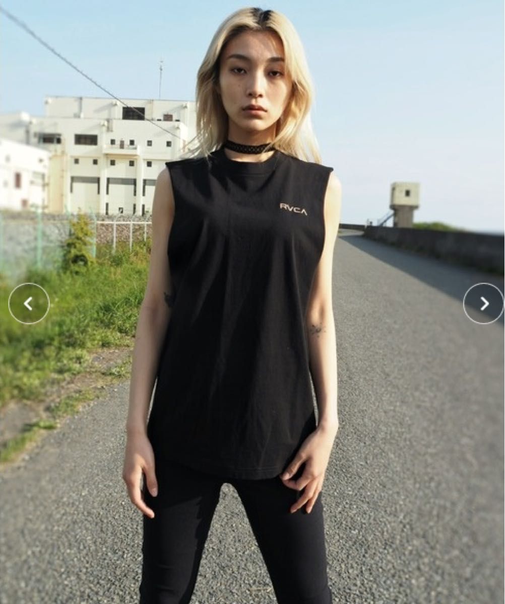 ルーカ RVCA バックプリント ロゴ タンクトップ 男女兼用 メンズ レディース 夏物 ブラック L