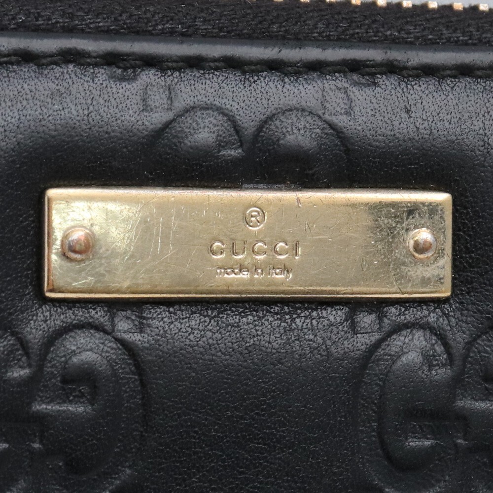 GUCCI シマロゴプレートラウンドファスナー長財布 ブラック 112724 グッチ ロングウォレット レザー_画像3