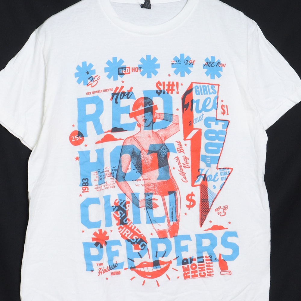 RED HOT CHILI PEPPERS コピーライト表記 バンドTシャツ Mサイズ ホワイト レッドホットチリペッパーズ 半袖カットソーの画像3