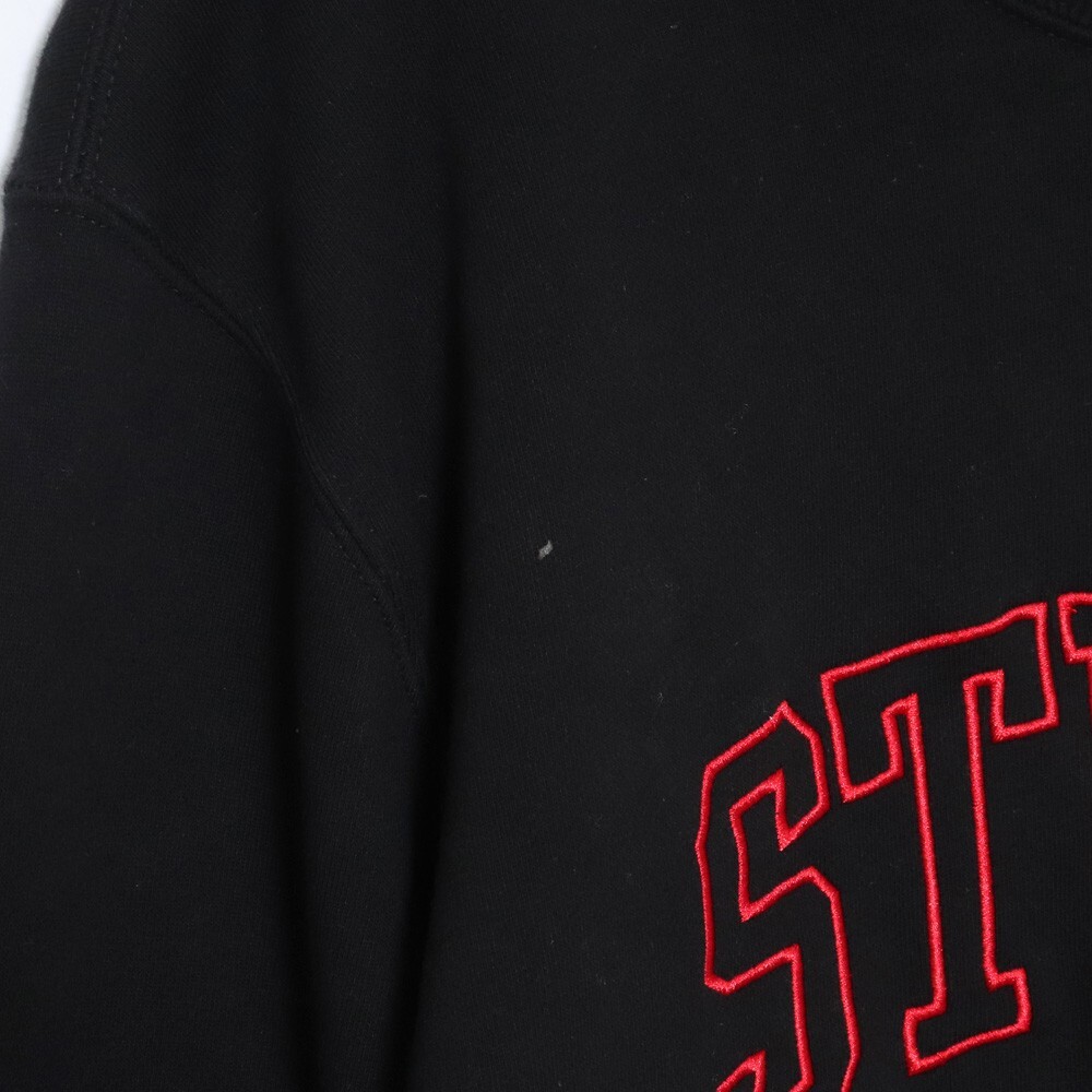 STUSSY 刺繍センターロゴスウェットシャツ XLサイズ ブラック ステューシー トレーナー logo sweat shirt_画像6