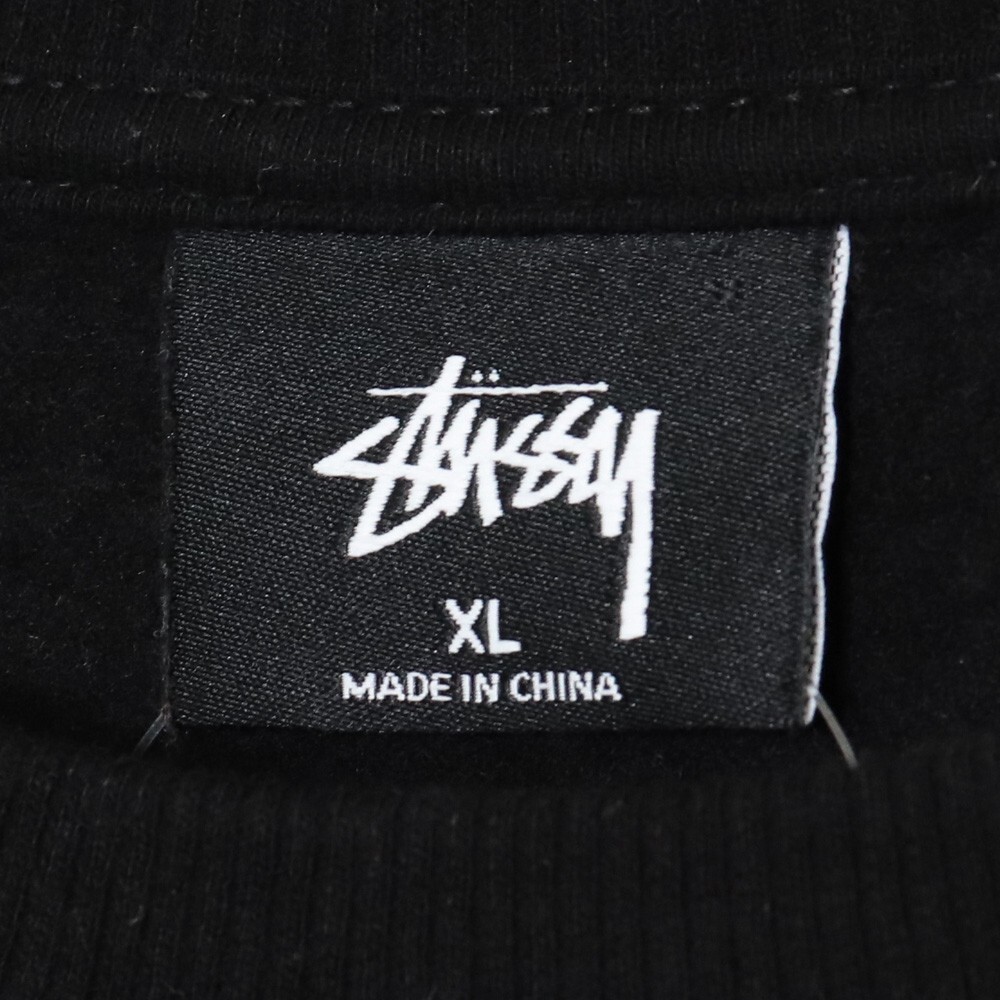 STUSSY 刺繍センターロゴスウェットシャツ XLサイズ ブラック ステューシー トレーナー logo sweat shirt_画像4