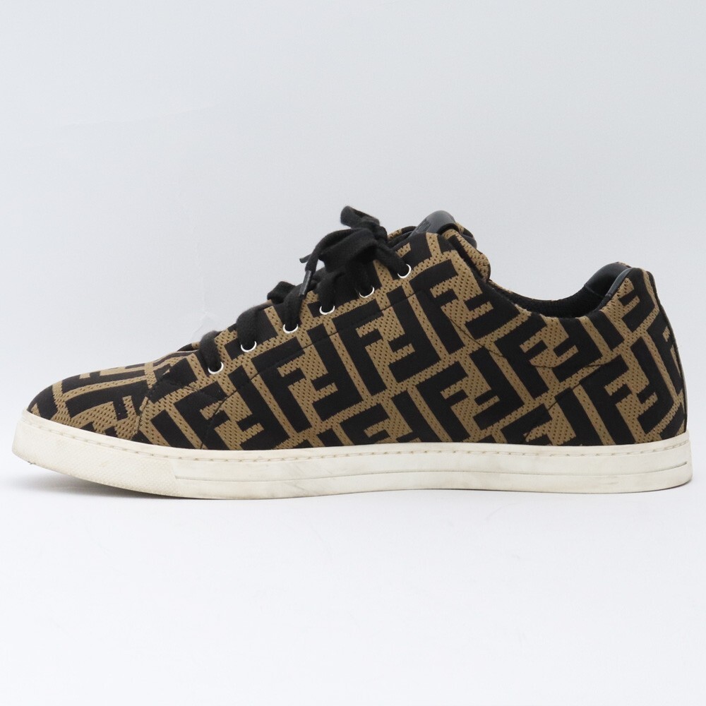 27cm相当 FENDI TECHNICAL FABRIC LOW TOP サイズ8 ブラウン 7E1258 フェンディ FF柄 テクニカル ファブリック ロー スニーカー_画像3