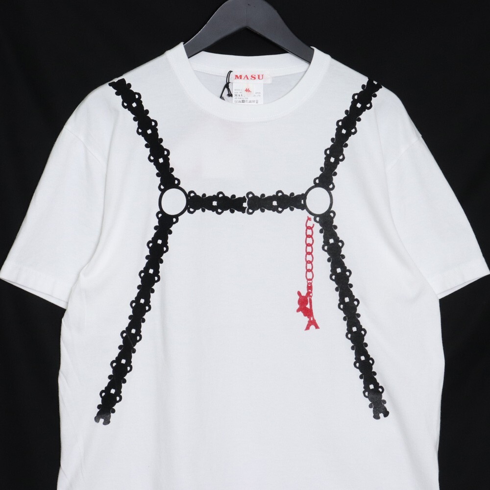 未使用 MASU FLOCKY DOLL HARNESS T-SHIRT サイズ46 ホワイト MASS-CS1324 エムエーエスユー フロッキードールハーネスTシャツ 半袖_画像3