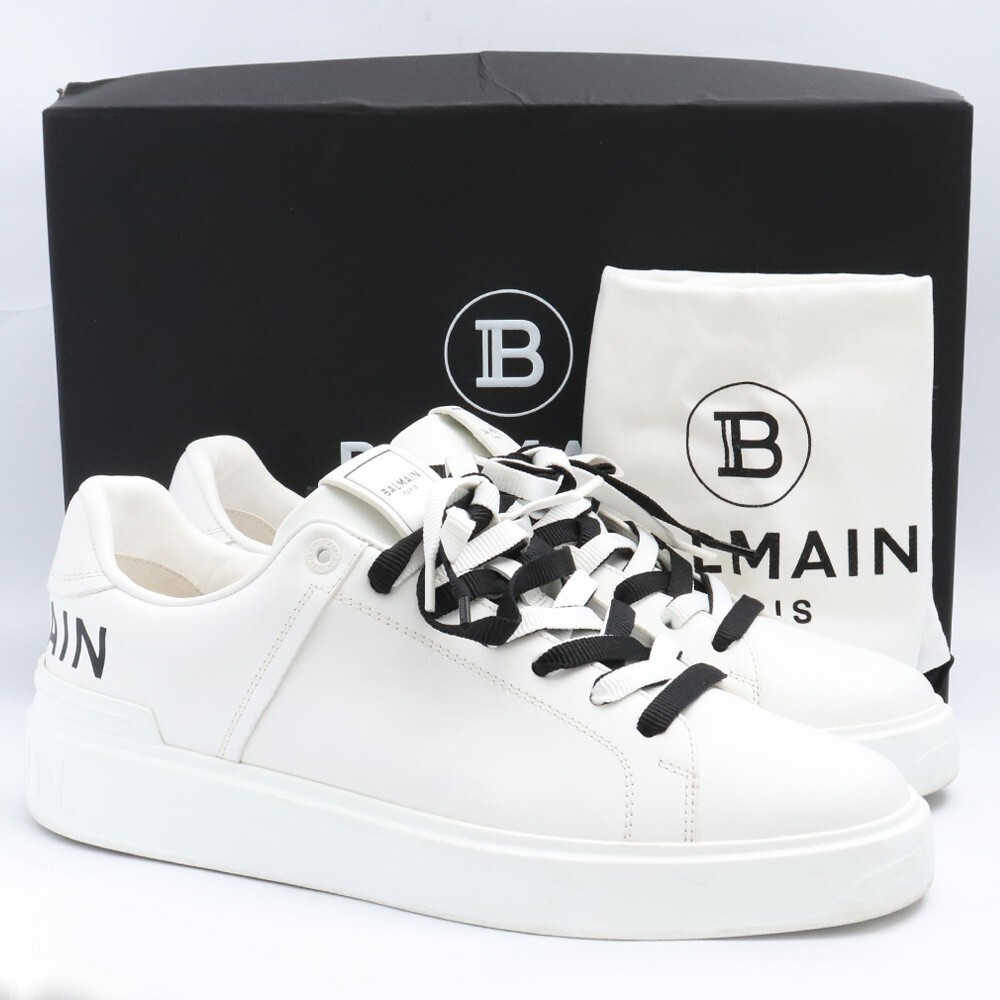 28cm BALMAIN гладкий кожа B-Court спортивные туфли размер 43 GAB AM0VI288LTRB Balmain B пальто smooth leather trainers