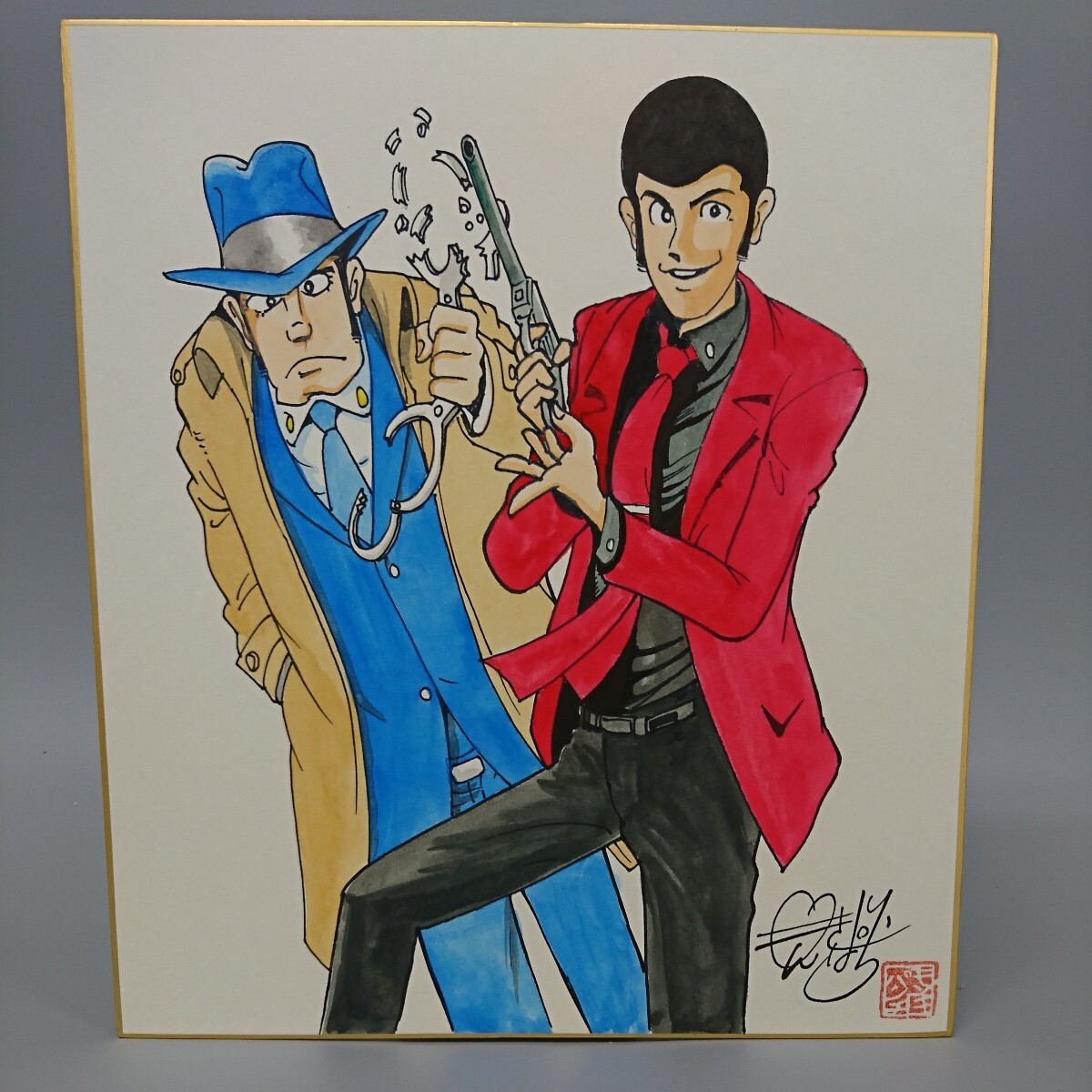  copy Monkey punch watercolor color autograph square fancy cardboard Lupin III Zenigata Koichi Lupin 